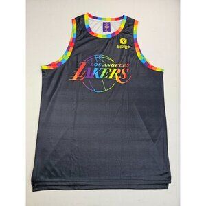 Los Angeles Lakers Size XL Men's Black Pride Rainbow Trim Basketball Logo Jersey